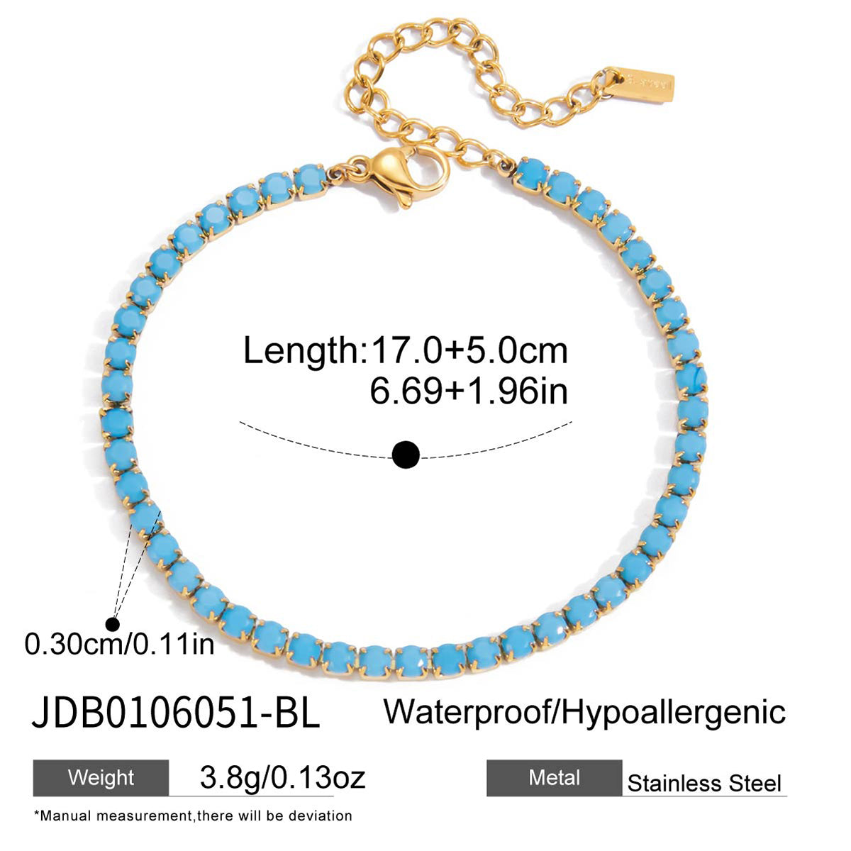 18K Gold Plated Turquoise Tennis Bracelet