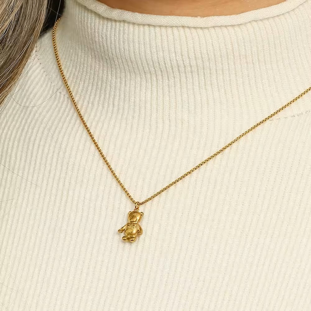 18K Gold Plated Teddy Bear / Puppy Pendant Necklace