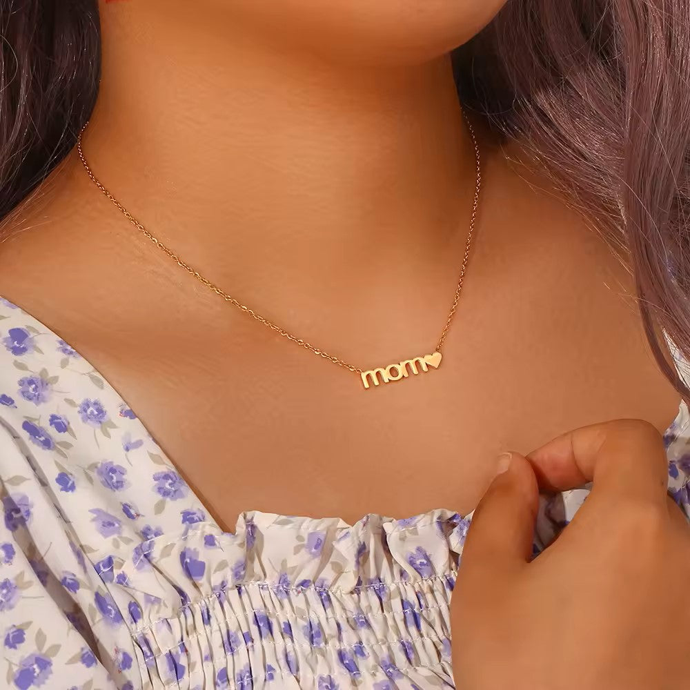 18K Gold Plated Mom Heart Pendant Necklace