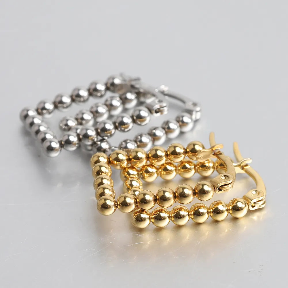 18K Gold Plated Beaded Hoop Earring