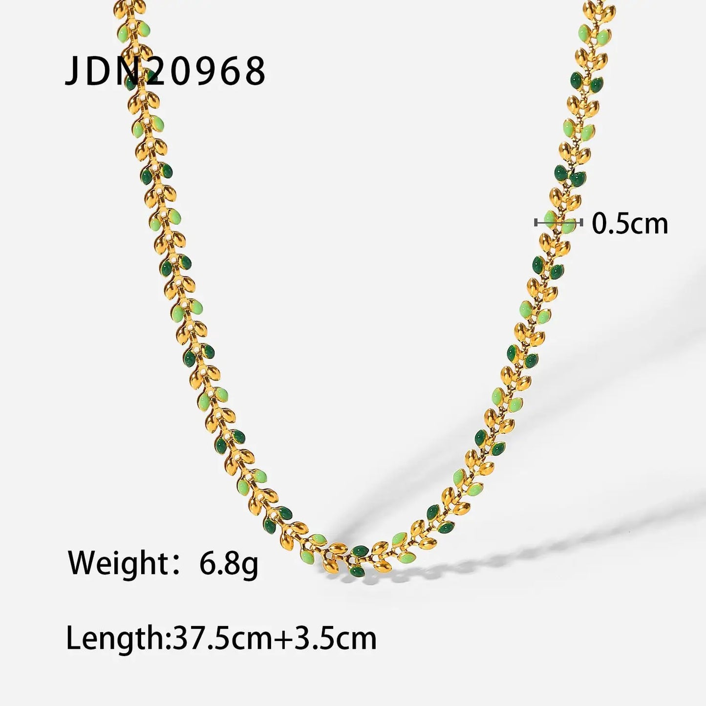 18K Gold Plated Enamel Olive Leaf Necklace