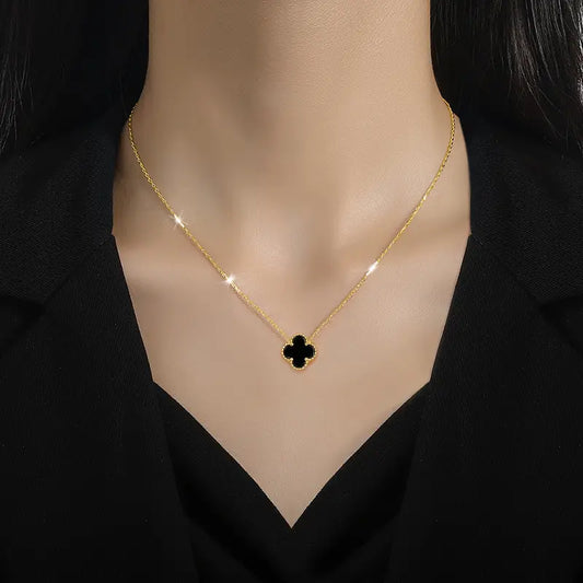 18K Gold Plated Single Pendant Clover Necklace