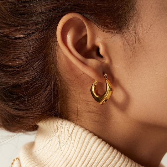 18k Gold Plated Chunky Hollowed Earrings (S)