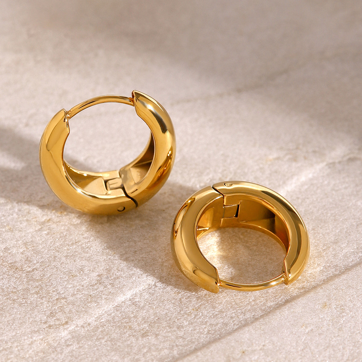 18K Gold Plated Geometric Huggie Hoop