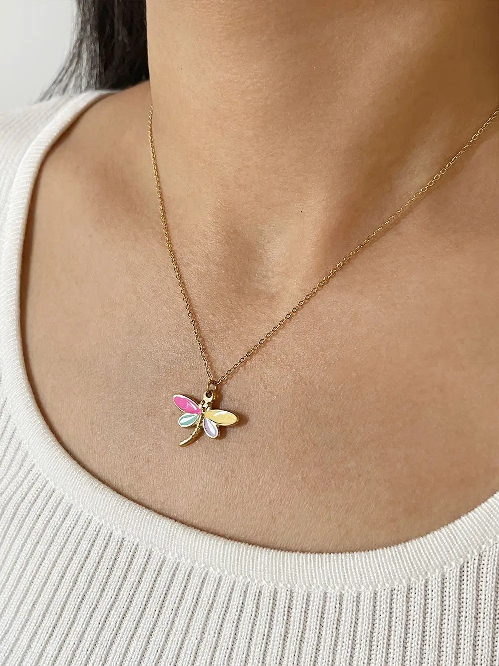 18K Gold Plated Dragonfly Pendant Necklace