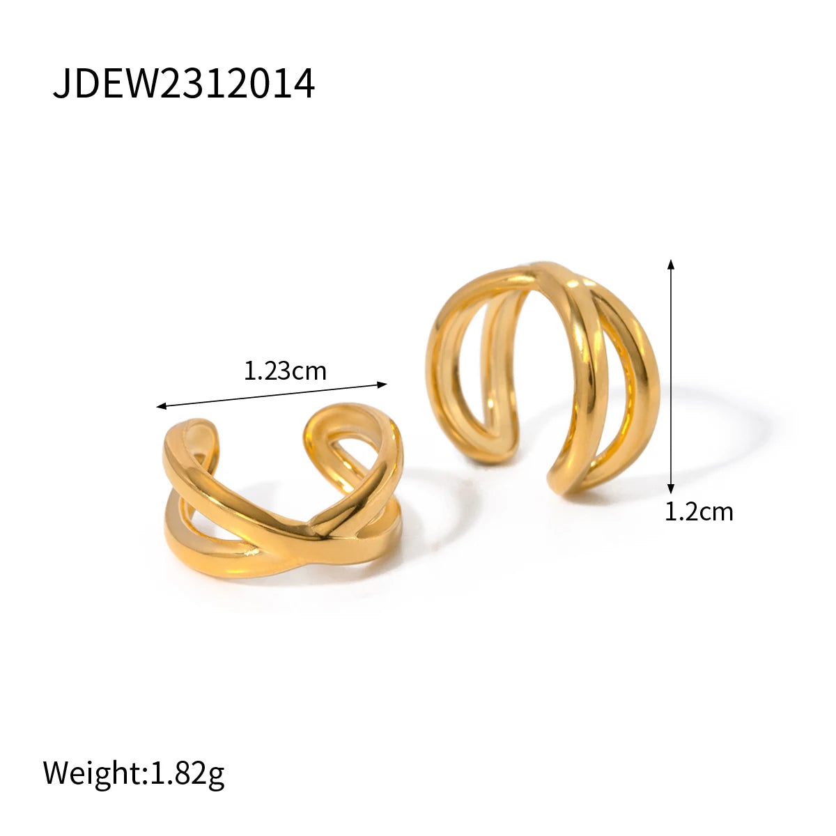 18K Gold Plated Cross Cuff Earring (single)