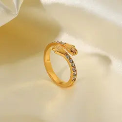 18k Gold Plated CZ Self Love Hug Me Ring (adjustable)