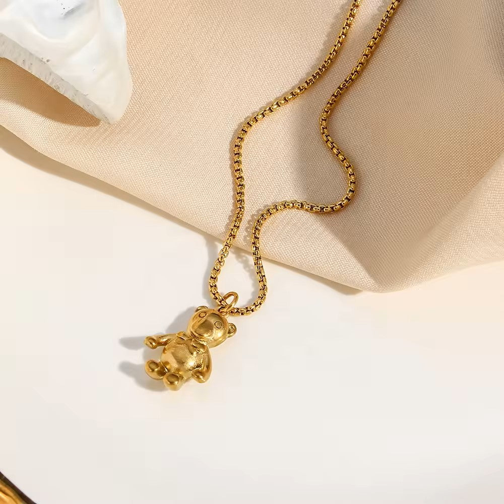 18K Gold Plated Teddy Bear / Puppy Pendant Necklace