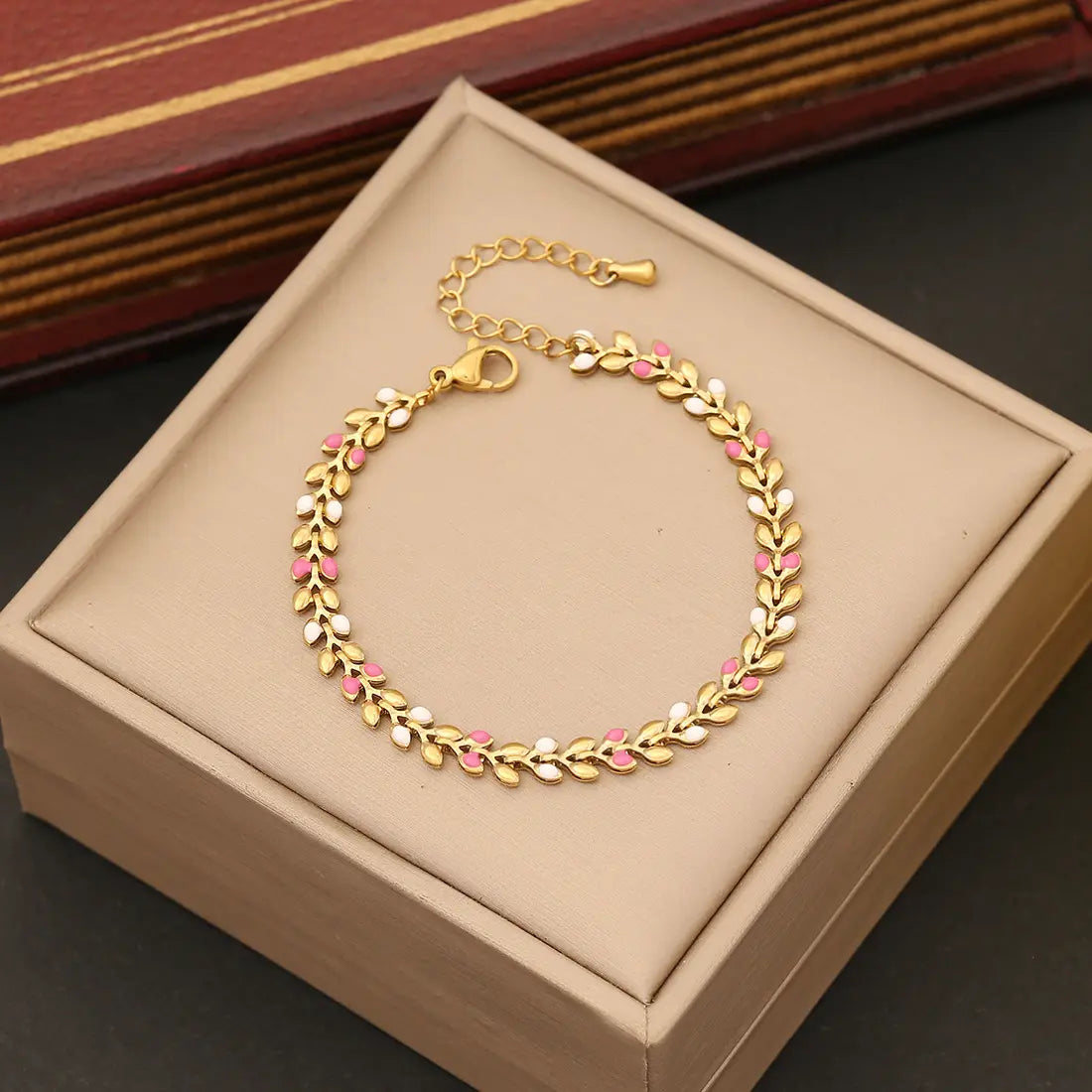 18K Gold Plated Oil-Drip Olive Leaf Bracelet