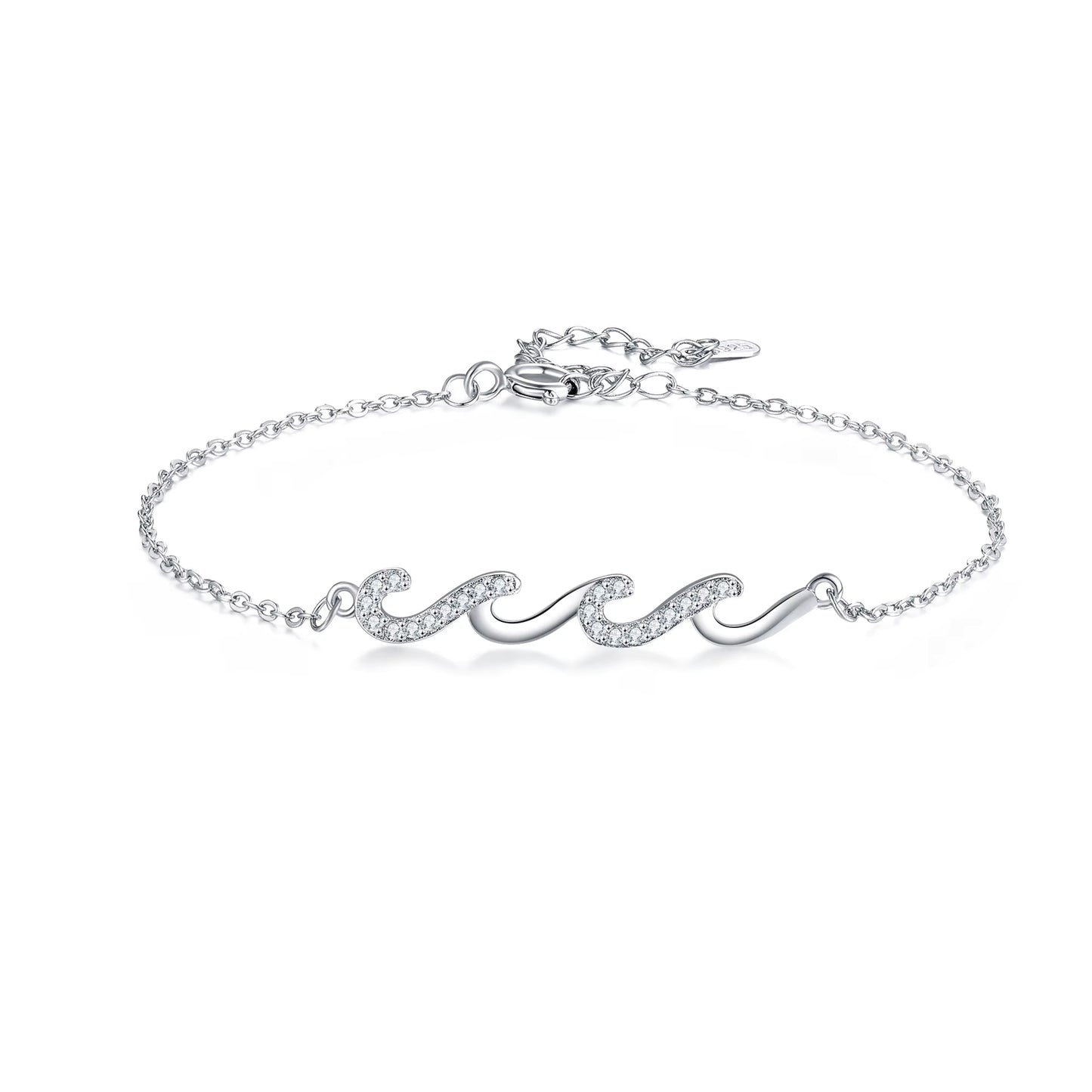 18K Gold Plated Studded Wave Bracelet