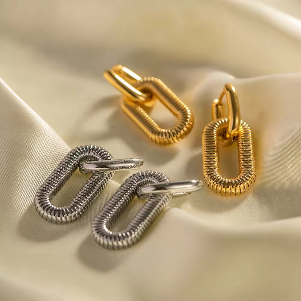18K Gold Plated Oval Double Hoop