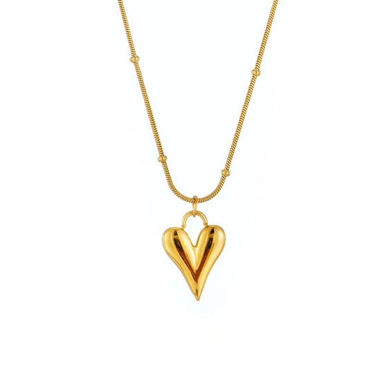 18K Gold Plated Snake Chain Heart Necklace