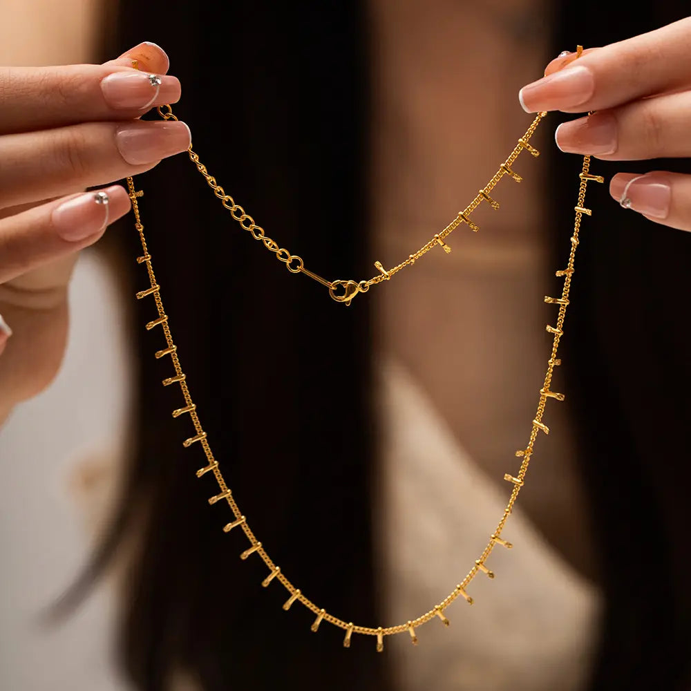 18K Gold Plated Spiky Choker Necklace