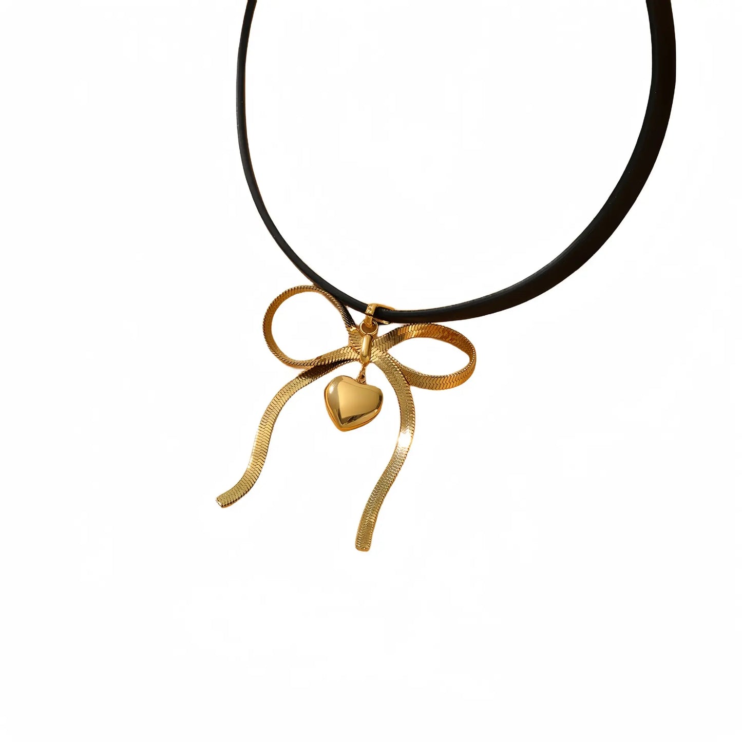 18K Gold Plated Bowknot Pleather Choker