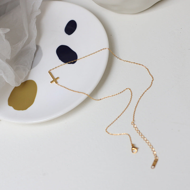 18K Gold Plated Minimalist Dainty Cross Necklace