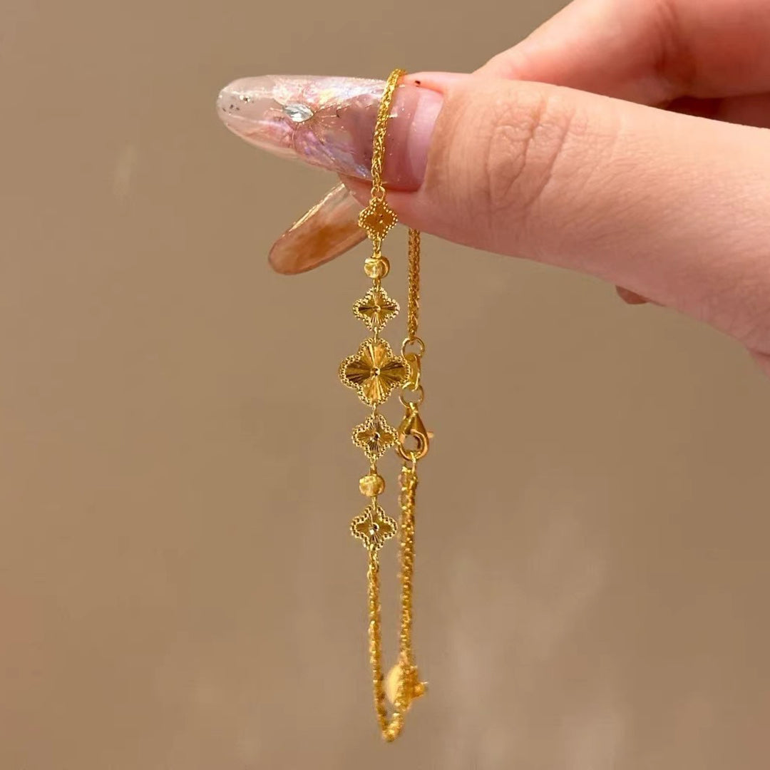 18K Gold Plated Shiny Four Leaf Bracelet