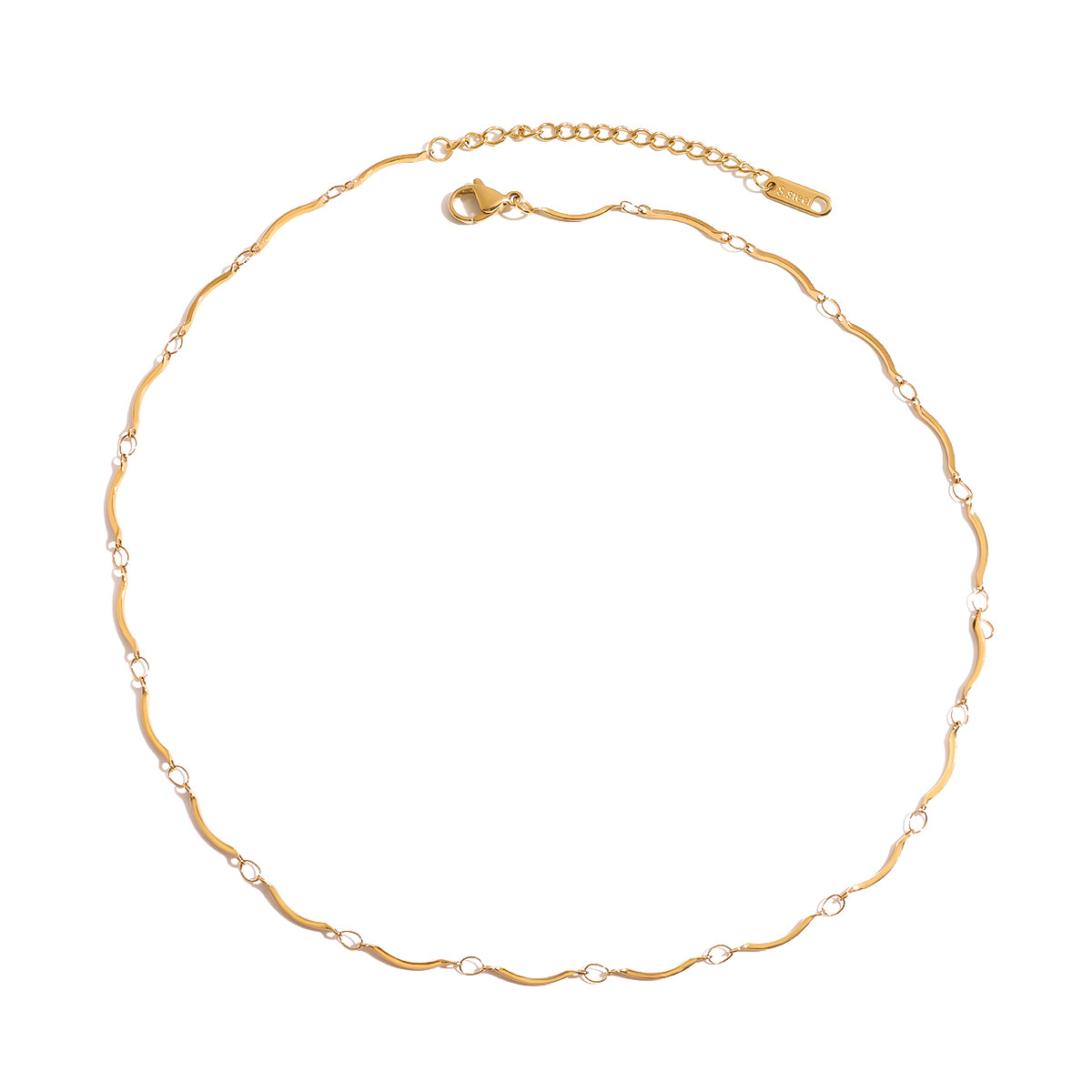 18K Gold Plated Wavy Link Necklace