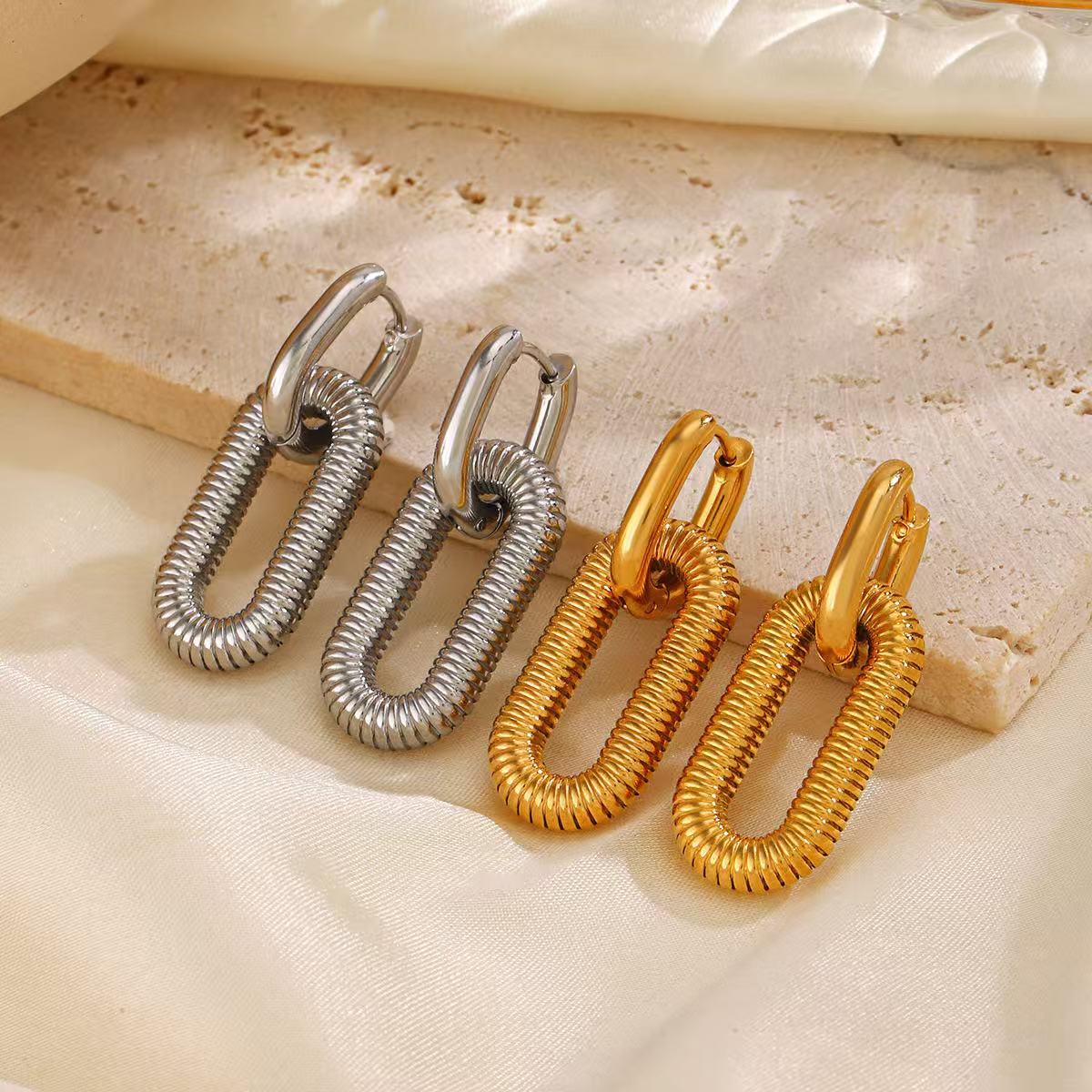 18K Gold Plated Oval Double Hoop