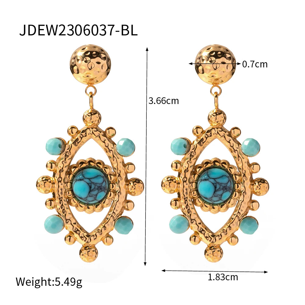 18K Gold Plated Devil's Eye Turquoise Earrings