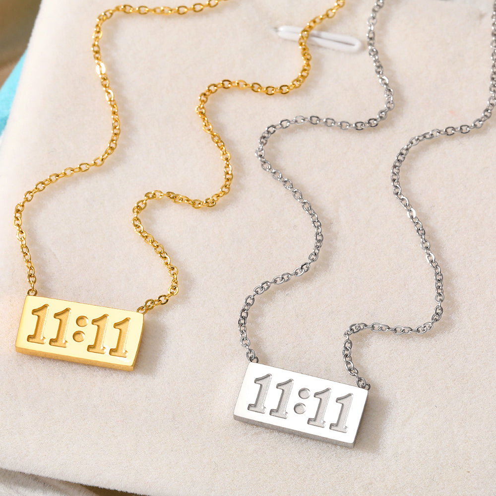 18K Gold Plated Rectangular Angel Numbers Necklace