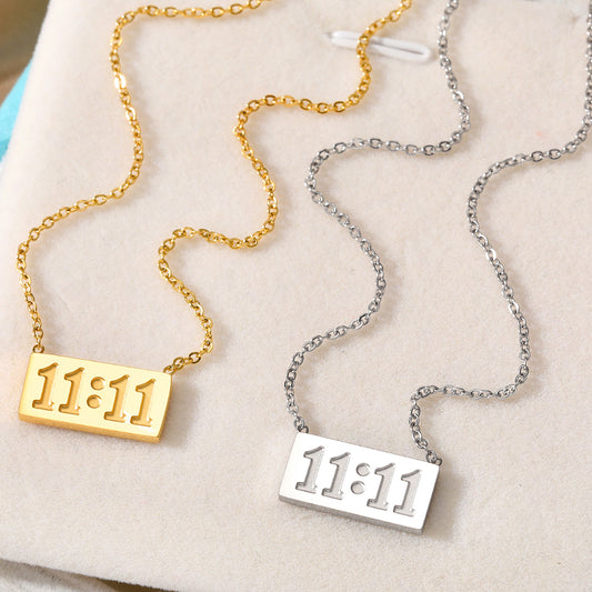 18K Gold Plated Rectangular Angel Numbers Necklace