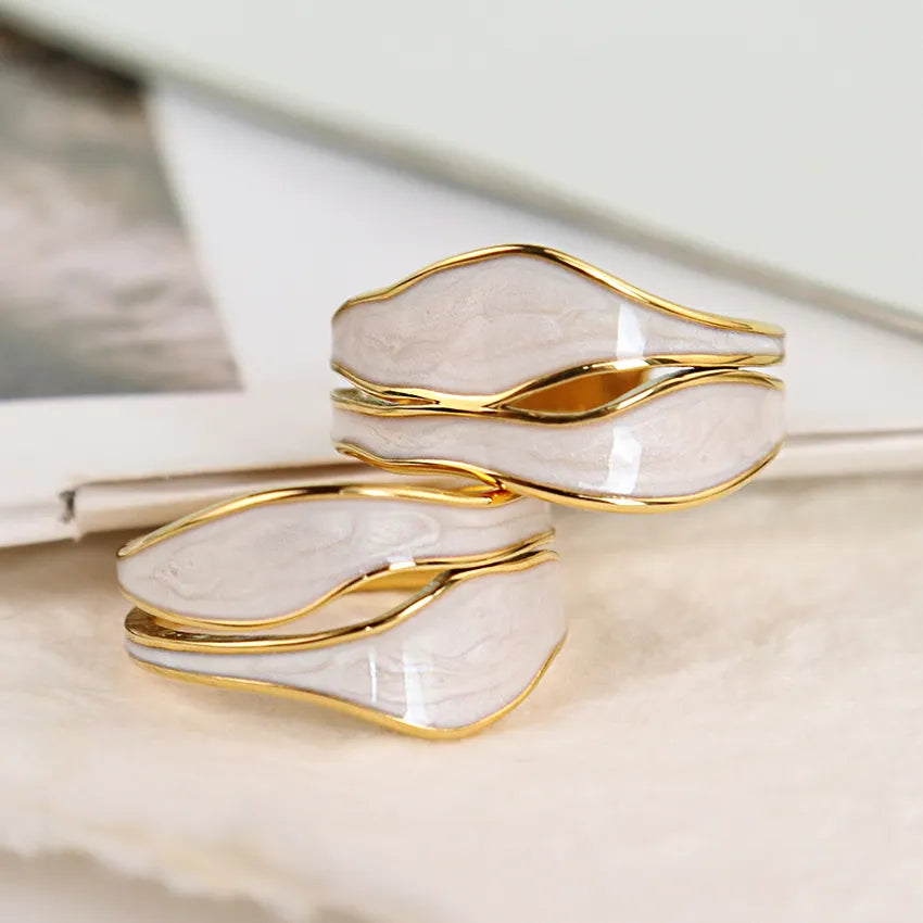 18k Gold Plated Glazed Enamel Wave Eternity Ring