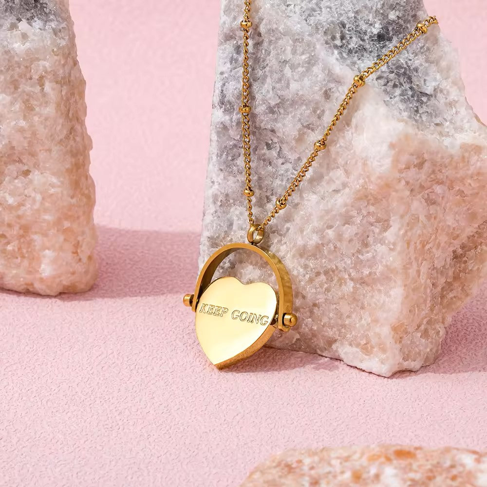 18K Gold Plated Keep Going Heart Pendant Necklace