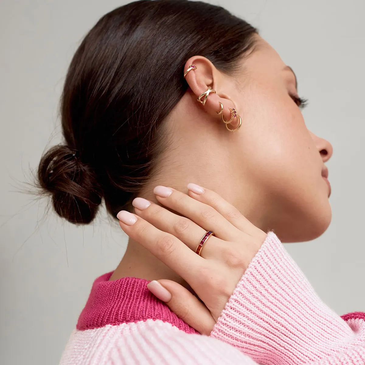 18K Gold Plated Cross Cuff Earring (single)