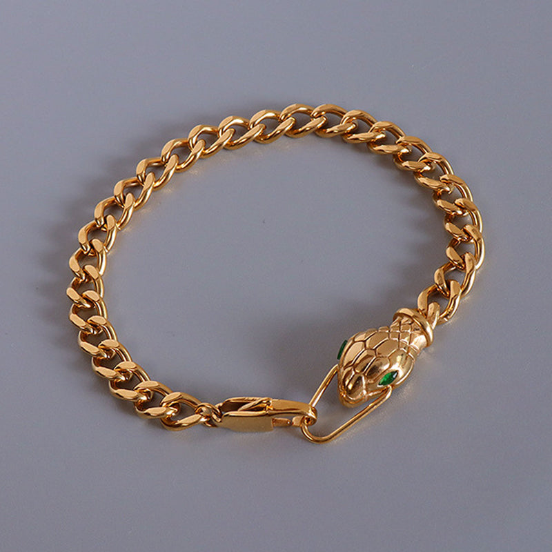 18K Gold Plated Snake Cuban Bracelet