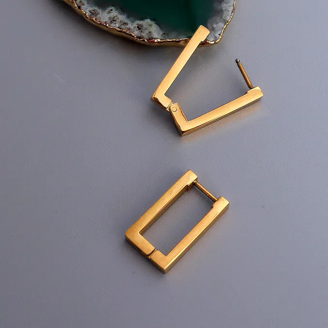 18K Gold Plated Geometric Square Earrings