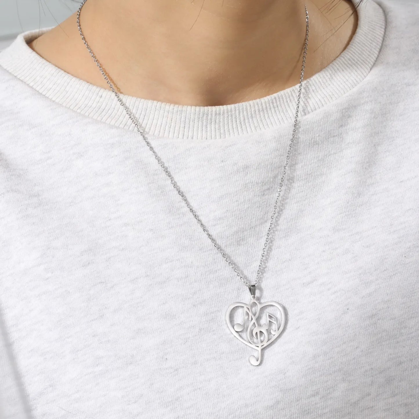 18K Gold Plated Music Heart Pendant Necklace