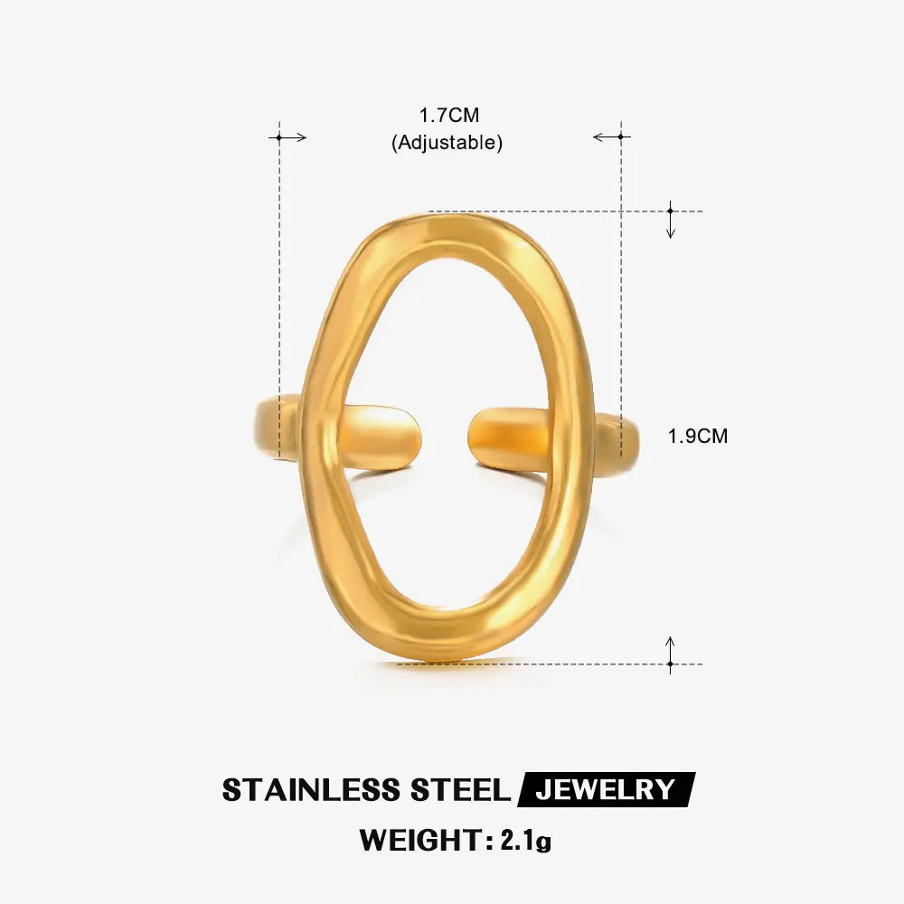 18K Gold Plated Oval Open Ring (Adjustable)