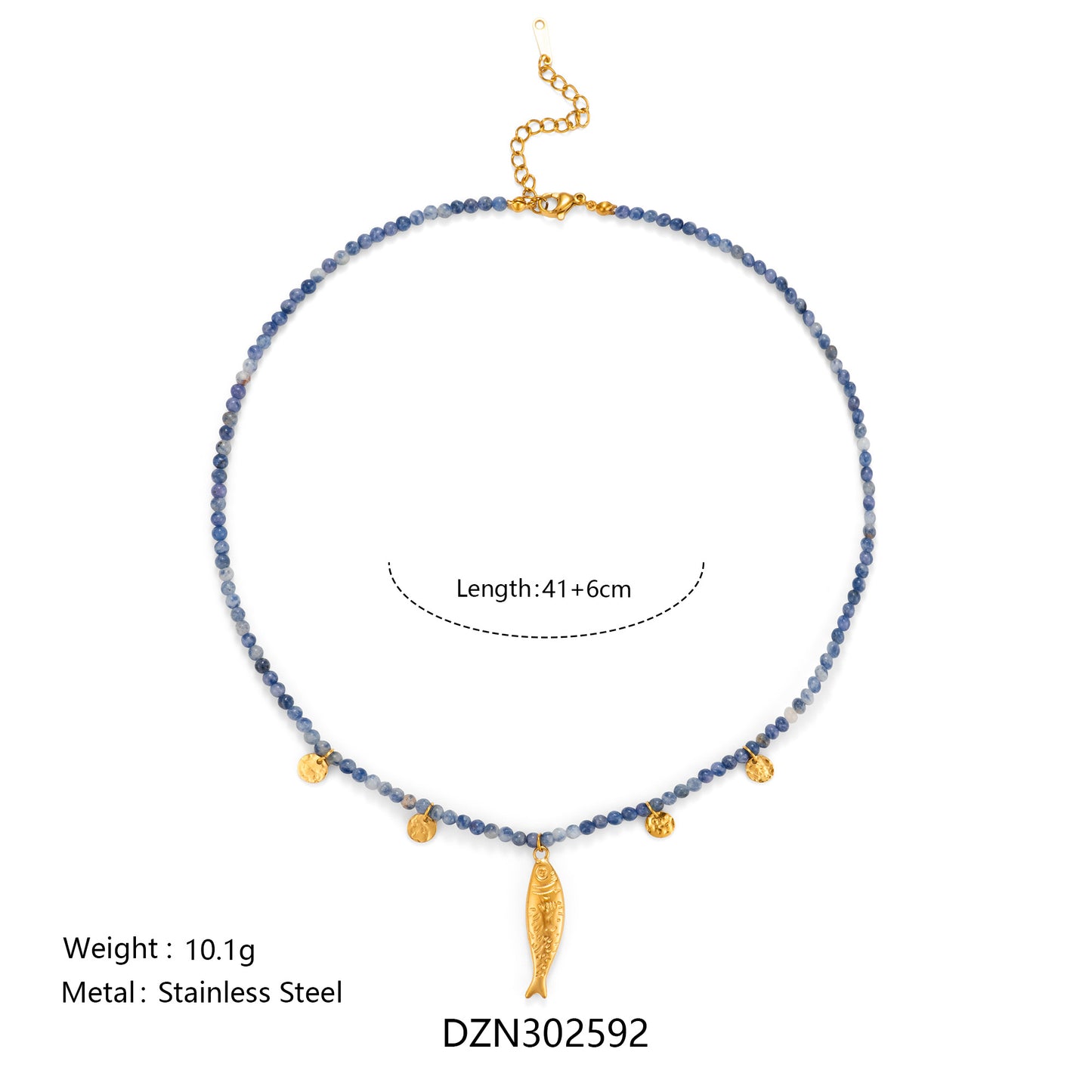 Handmade Blue Natural Stone Bead Necklace