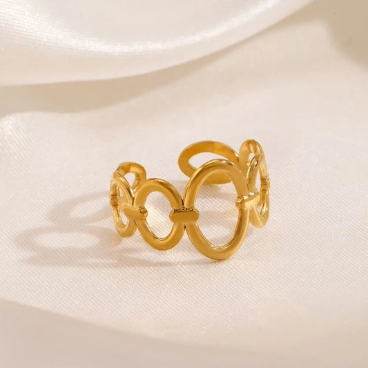 18K Gold Plated Oval Clasp Ring (Adjustable)