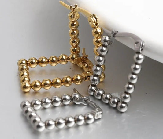 18K Gold Plated Beaded Hoop Earring