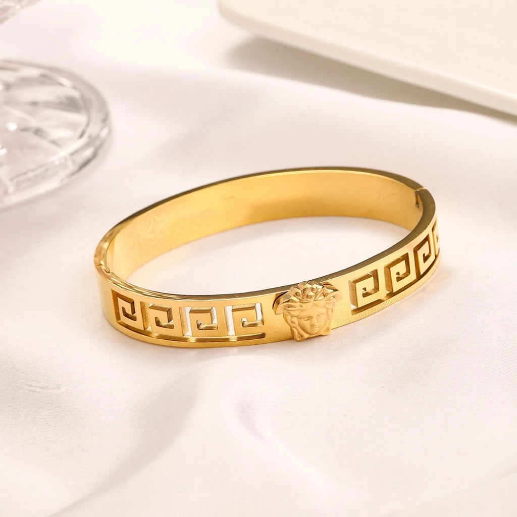 18K Gold Plated Medusa Bangle