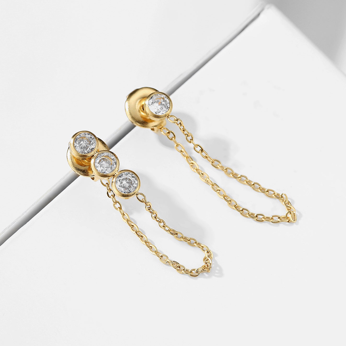 18K Gold Plated ZC Link Chain Stud Earring
