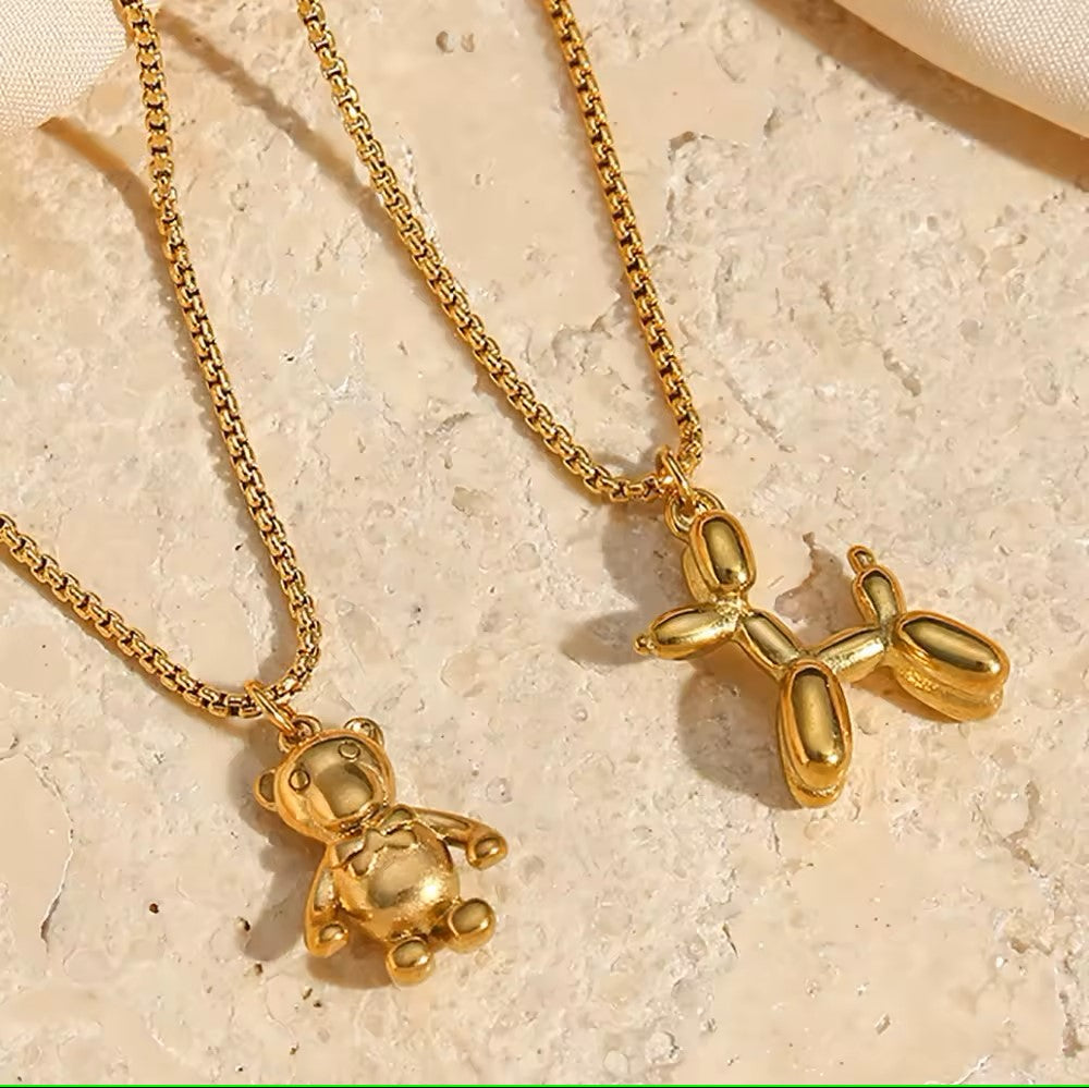 18K Gold Plated Teddy Bear / Puppy Pendant Necklace