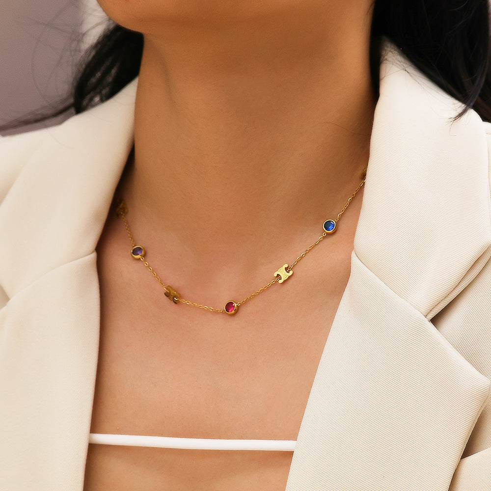 18K Gold Plated Double C Colour Necklace