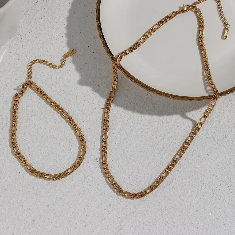 18K Gold Plated Figaro Bracelet