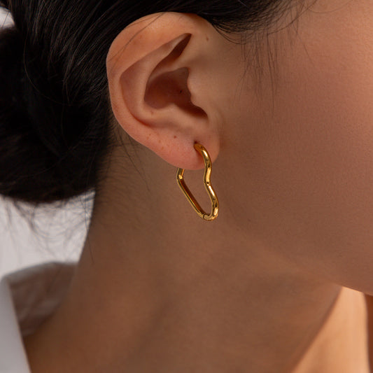 18K Gold Plated HEART Hoop Earring