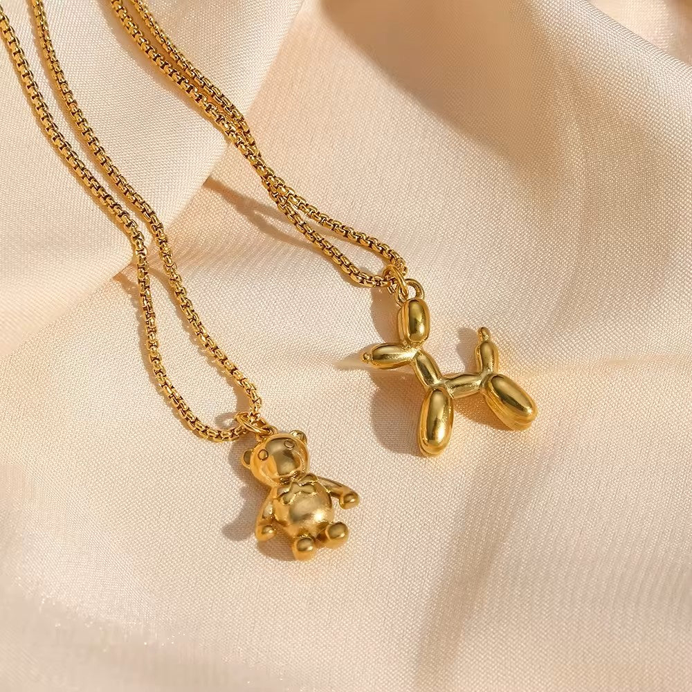 18K Gold Plated Teddy Bear / Puppy Pendant Necklace