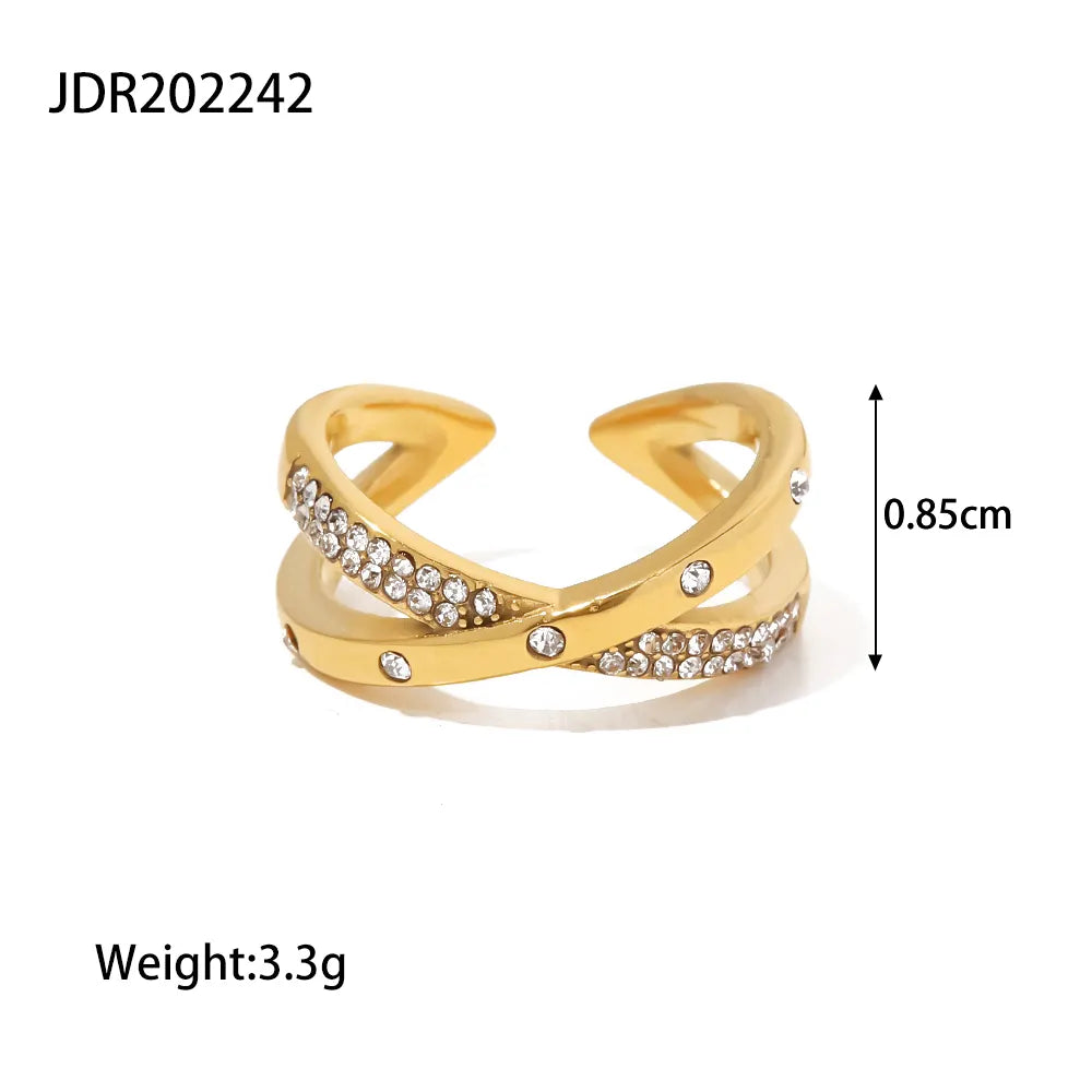 18K Gold Plated CZ Cross Ring (Adjustable)
