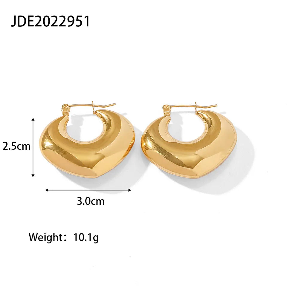 18k Gold Plated Chunky Hollowed Earrings (M)