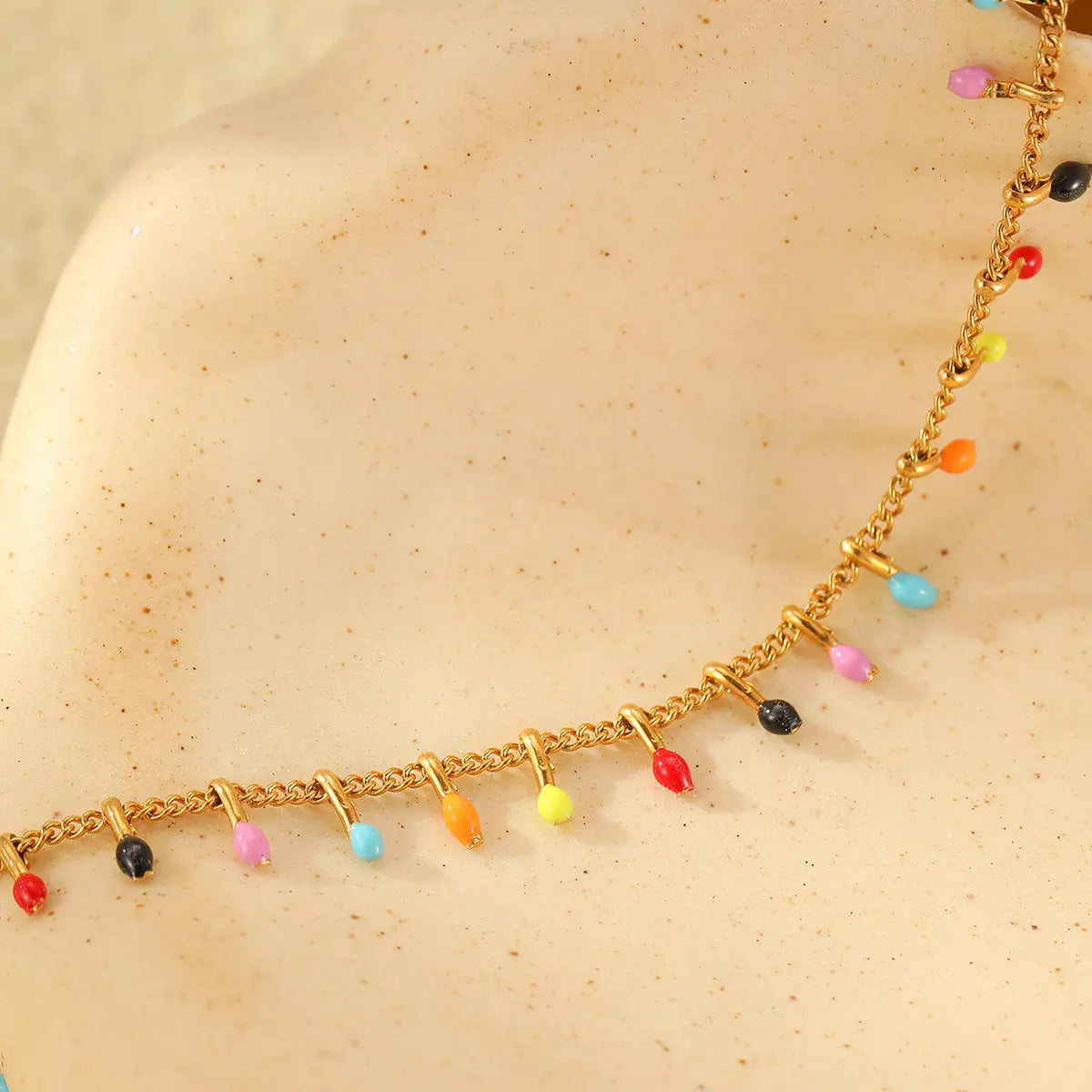 18K Gold Plated Colour Oil Drop Tassel Necklace