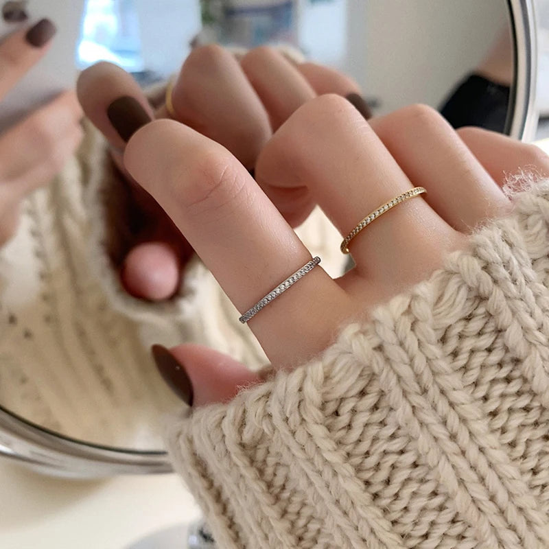 18K Gold Plated Thin Eternity CZ Band