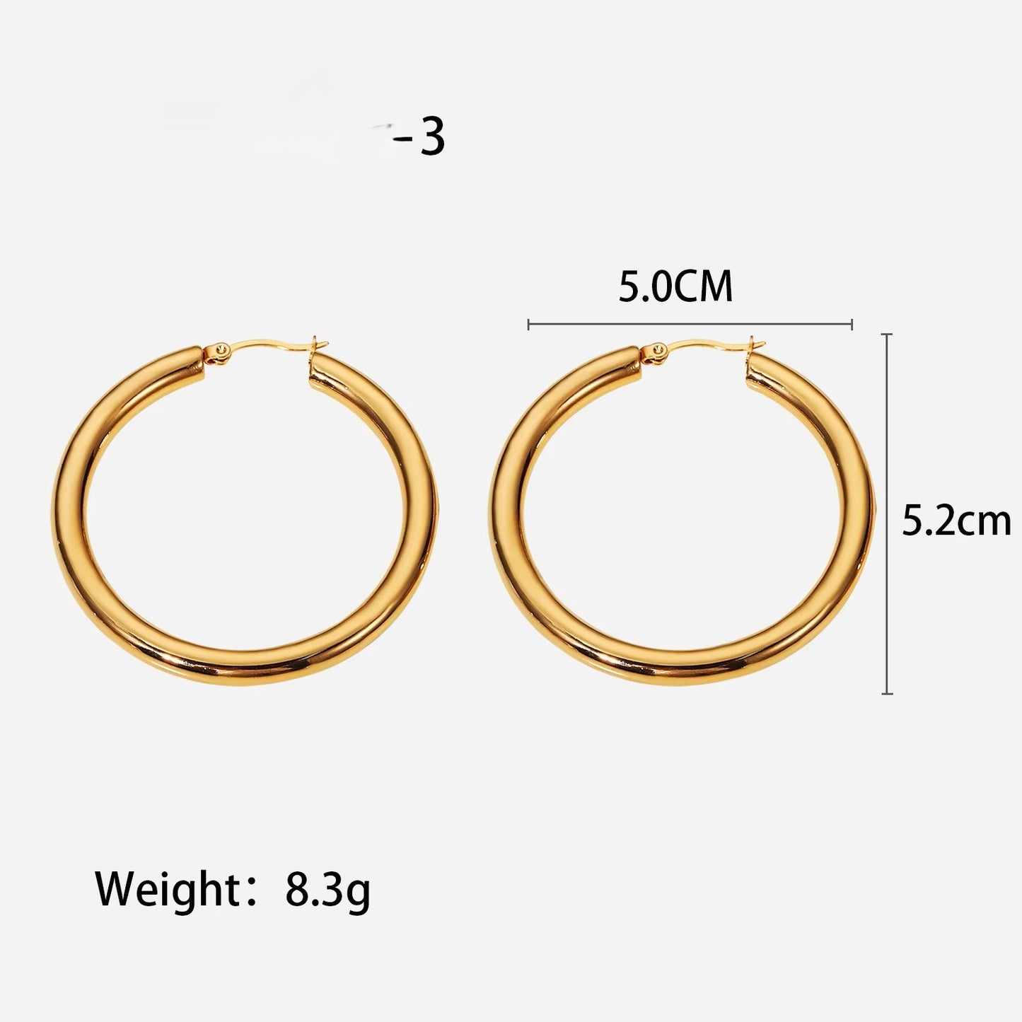 18K Gold Plated Thick Hallow Hoop