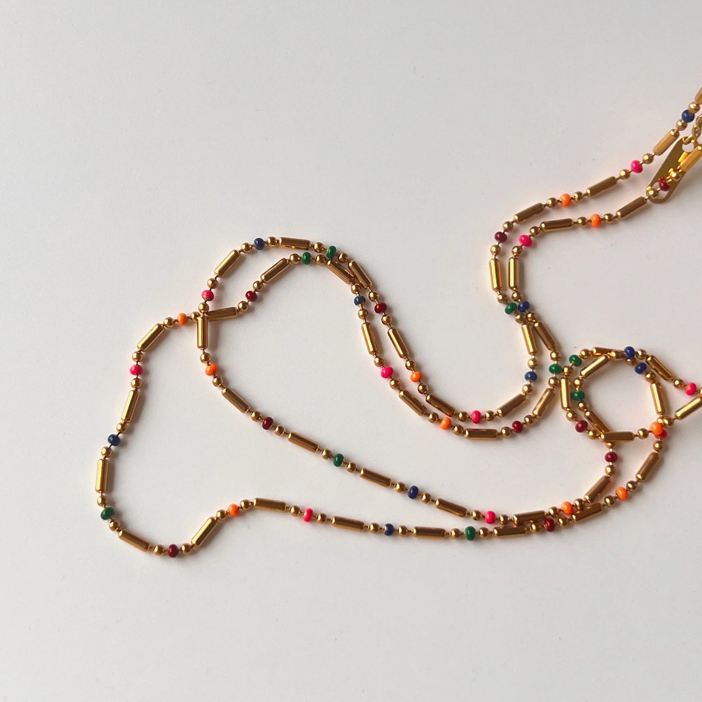18k Gold Plated Colourful Boho Bead Necklace