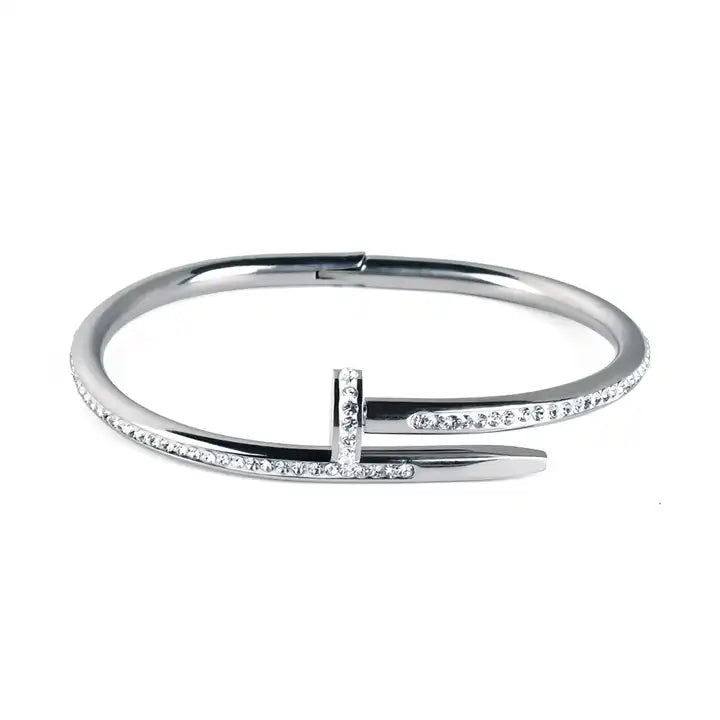 18K Gold Plated CZ Nail Bangle