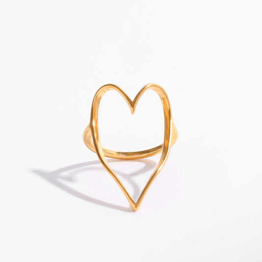 18K Gold Plated Big Heart Rings
